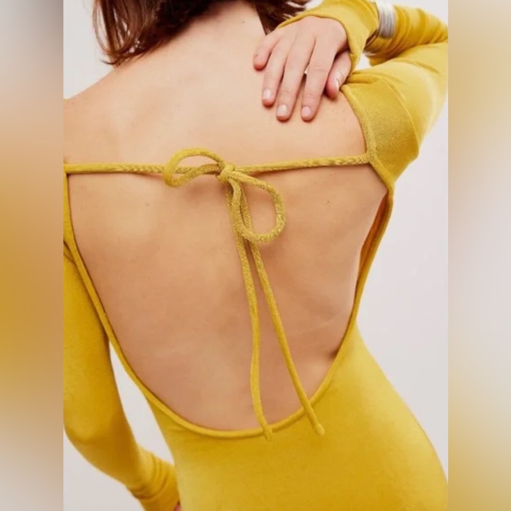 Free People Mustard Long Sleeve Dress